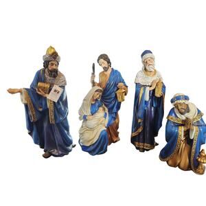 Royal Blue and Gold Nativity Set Joseph Studio by Roman Collection
